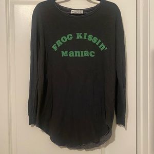 Army green Wildfox crewneck with scoop hem